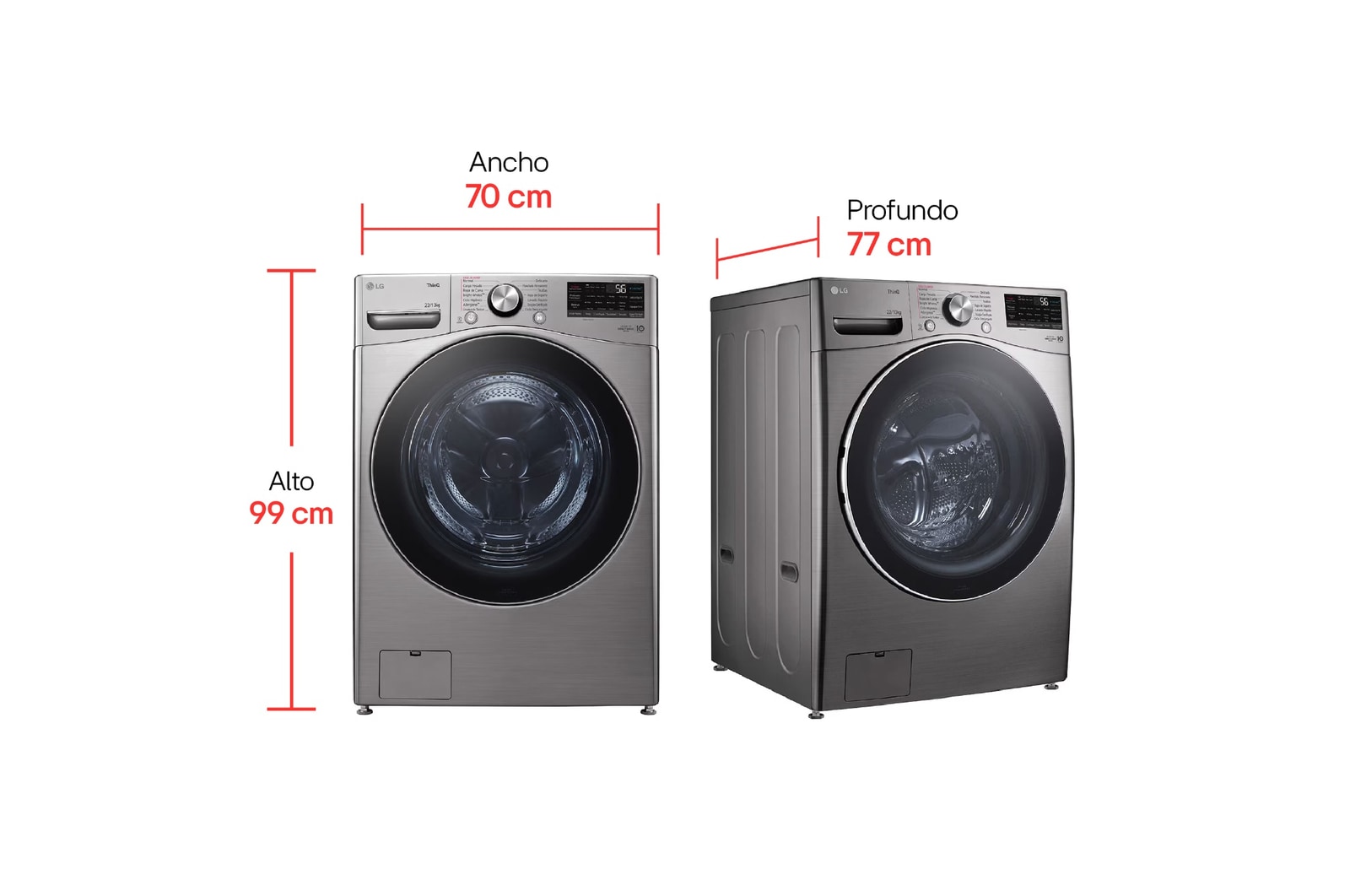 Vista baja derecha Lavadora LG WD22VV2S6BR.